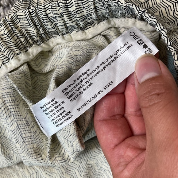 Eileen Fisher Tencel Rayon Wide Leg Pull on Crop Pants Sz S In Ecru Beige Black - Picture 4 of 7